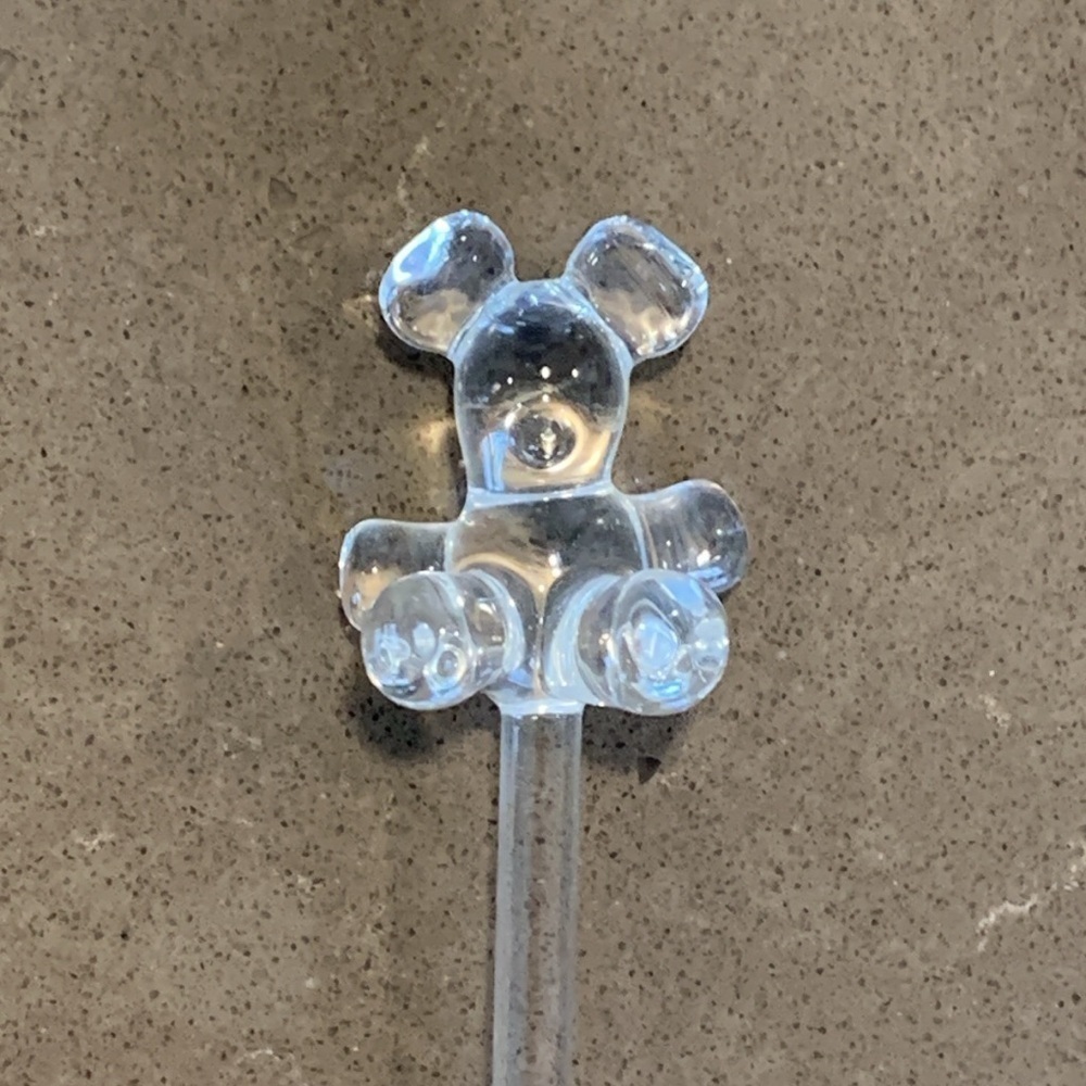 Last One! NWOT Vtg Princess House Crystal Glass Teddy Bear Swizzle Stick Stirrer